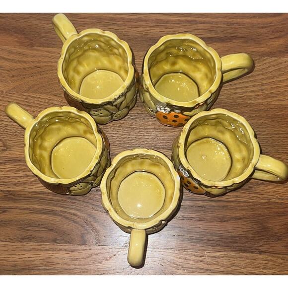 5 VINTAGE FRED ROBERTS CERAMIC MUSHROOM Tea Coffee Cup / Mug Yellow JAPAN 2303 - Picture 7 of 11